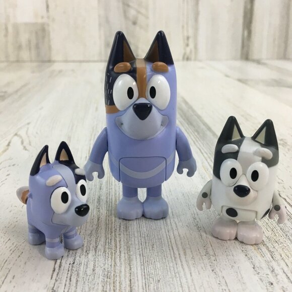 Bluey Figure SET Uncle Stripe Heeler Cousin Muffin Socks Lot of 3 Family Blue - Picture 1 of 16